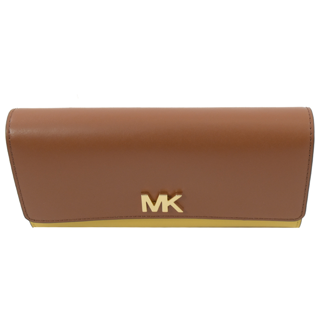 MICHAEL KORS MONTGOMERY 金屬MK字撞色釦式長夾(咖/黃)