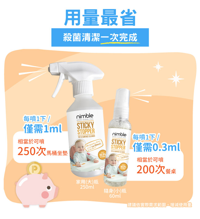 英國靈活寶貝 Nimble 髒小孩隨身萬用殺菌清潔液250ml 60ml