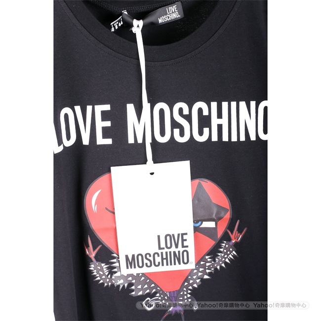 LOVE MOSCHINO ROCK 紅心印花黑色棉質短袖T恤