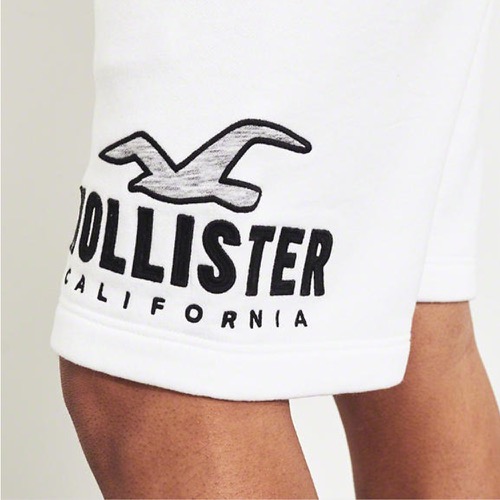 海鷗 Hollister HCO 經典電繡文字海鷗短棉褲-白色