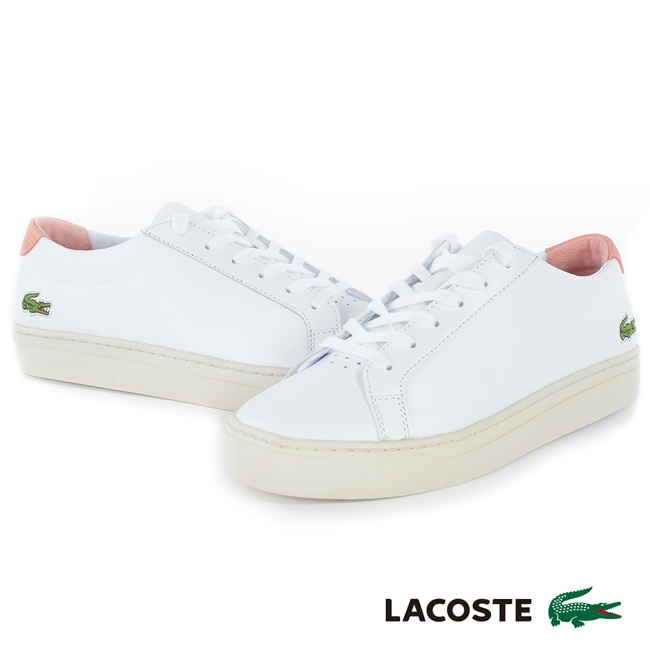 LACOSTE 女用真皮運動休閒鞋-白色