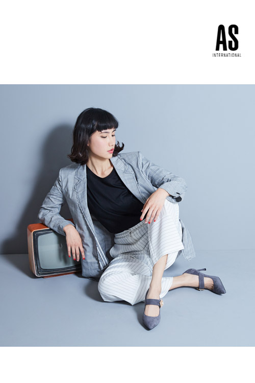 高跟鞋 AS 華麗巴洛克彩鑽飾繫帶全真皮尖頭跟鞋－灰