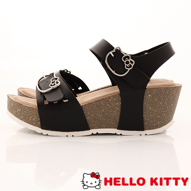 Hello Kitty-休閒厚底涼鞋款-EI18180黑(女段)
