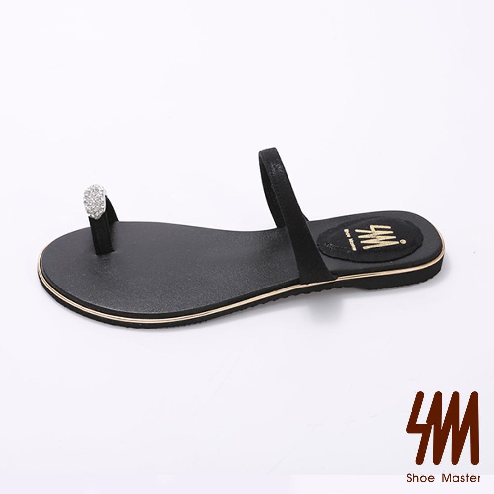 SM-簡約水鑽套指平底拖鞋