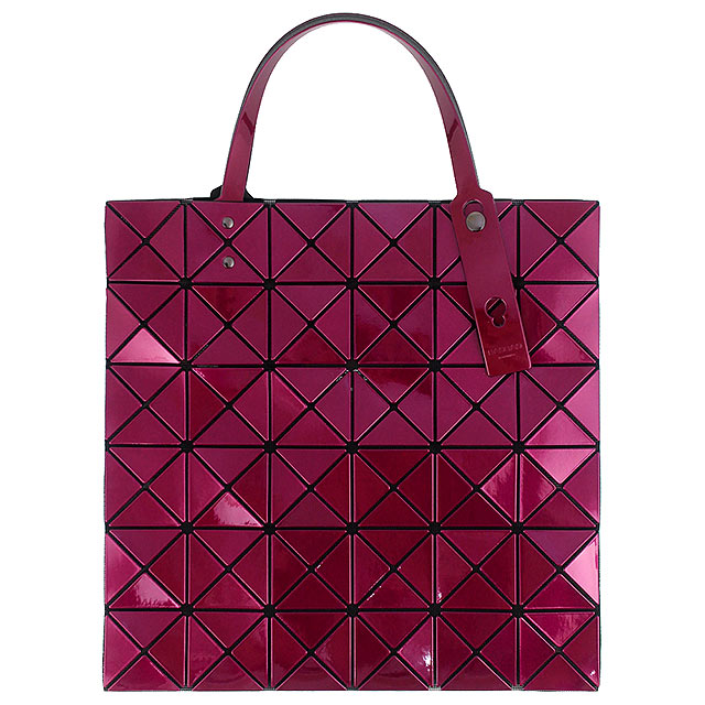 ISSEY MIYAKE 三宅一生BAOBAO 金屬亮面方格6x6手提包(紫紅)