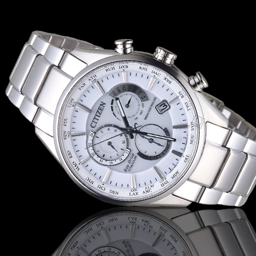 CITIZEN 星辰時尚電波對時鈦金屬限量腕錶(CB5020-87A)-白色
