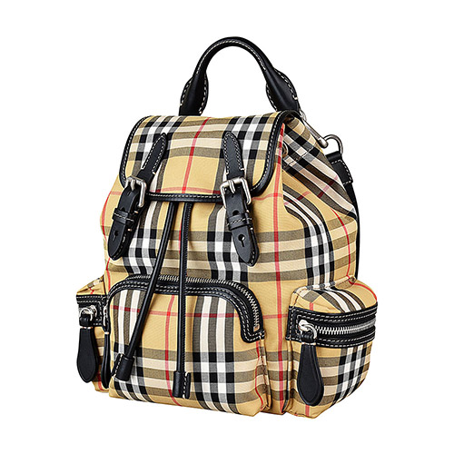 BURBERRY THE RUCKSACK經典VINTAGE格尼龍拼接牛皮軍旅斜背後背包(