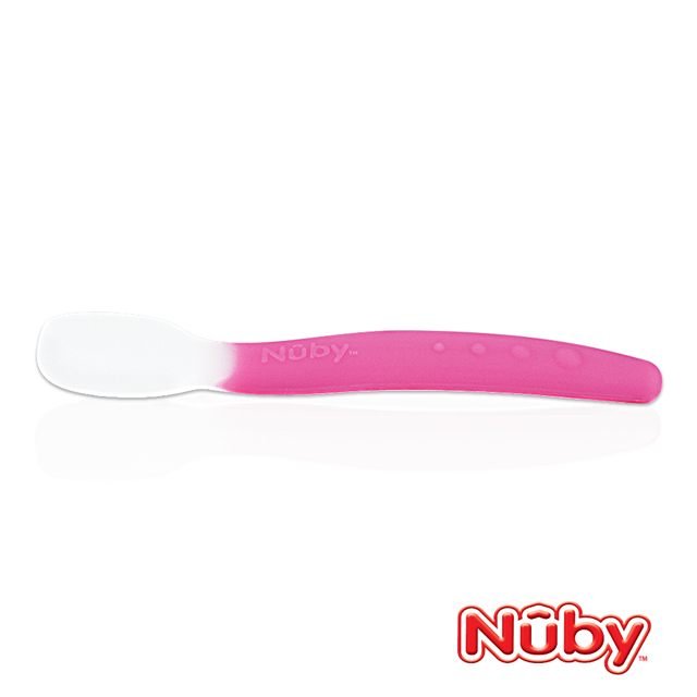 Nuby 全矽膠湯匙-粉(1入附盒)(4M+)