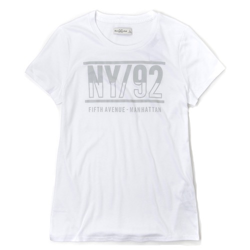 麋鹿 AF A&F 經典圖案設計短袖T恤(女)-白色