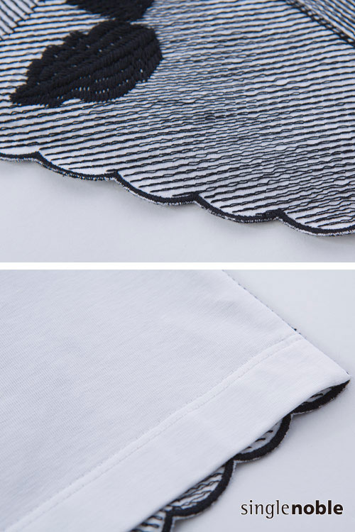 獨身貴族 幾何藝術縫線鉤花圓領上衣(2色)
