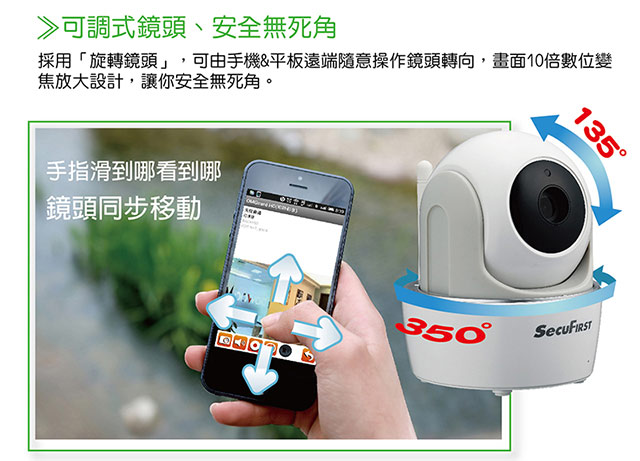 SecuFirst WP-G01S旋轉HD無線網路攝影機(含安裝支架)
