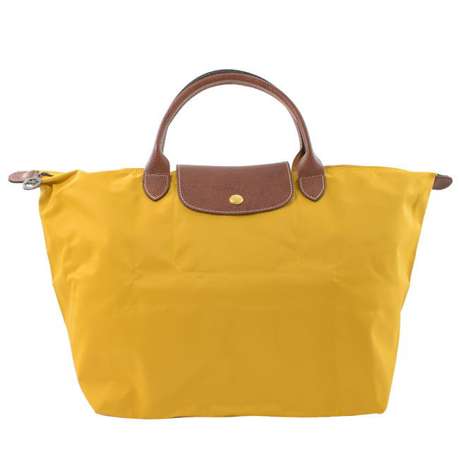 LONGCHAMP Le Pliage Nylon尼龍短把手提包(芥末黃/M)