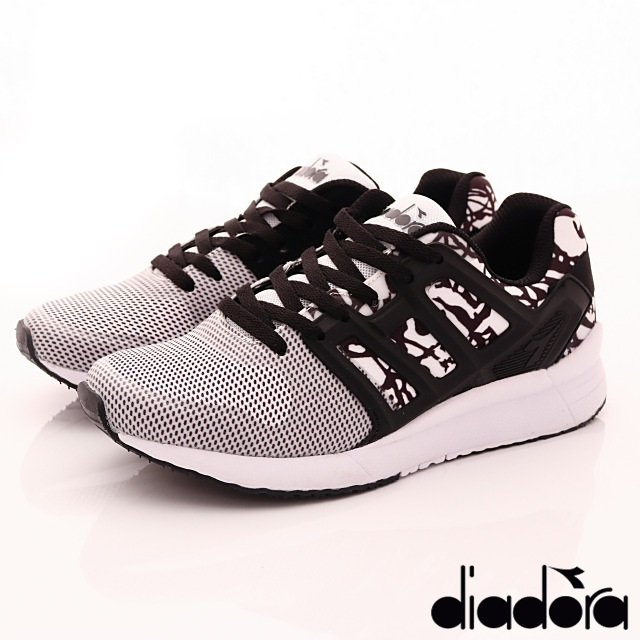 DIADORA-乳膠輕彈跑鞋款-SI038白黑(女段)