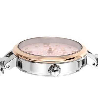 MANGO 早秋精緻輕巧鍊錶-銀白玫金/28mm