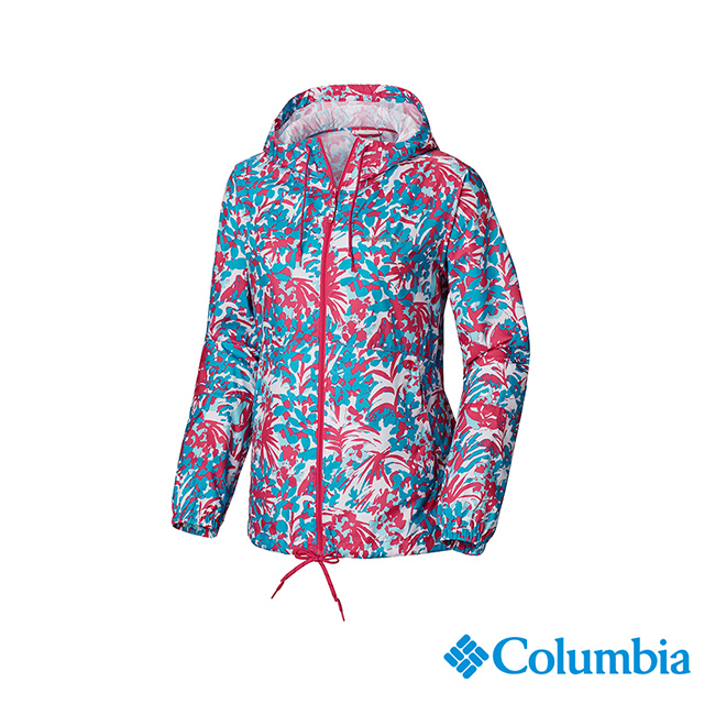 Columbia 哥倫比亞 女款-防潑水風衣-桃紅印花 UKR30130FR
