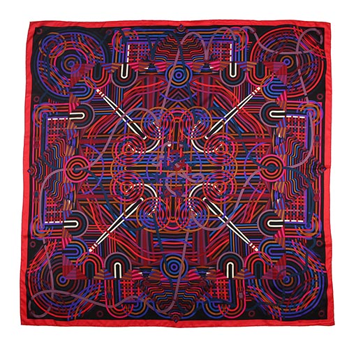 HERMESLa Fabrique Des 幾何圖騰真絲披肩方型大絲巾圍巾-多色