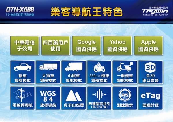 Trywin 碁碩 DTN-X688 5吋即時路況3D導航機 (全新原廠公司貨含稅附發票)