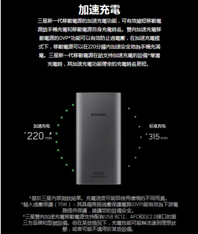 SAMSUNG 原廠雙向閃電快充10000mAh行動電源-EB-P1100