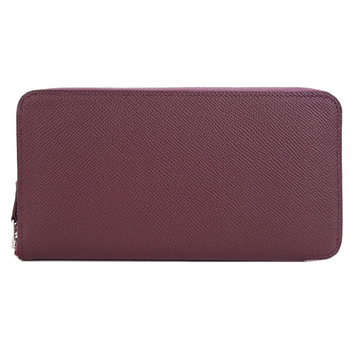 HERMES Silk In EPSOM 小牛皮拉鍊絲巾長夾(波爾多酒紅)