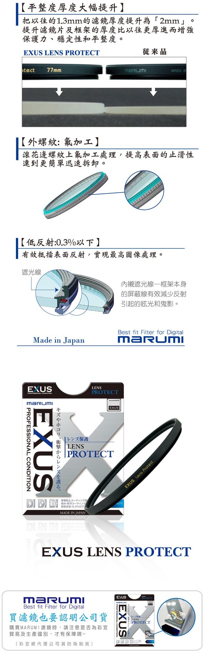 Marumi-EXUS LP-95mm 防靜電‧防潑水‧抗油墨 鍍膜保護鏡