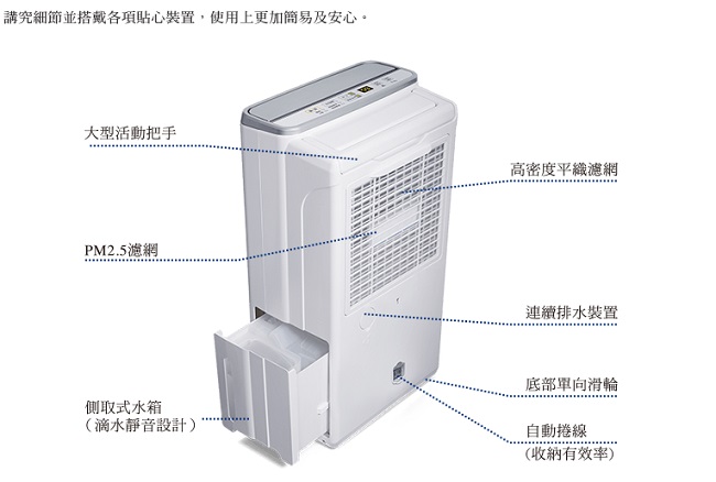 HITACHI日立 10L 1級LED面板清淨除濕機 RD-20FQ/FR