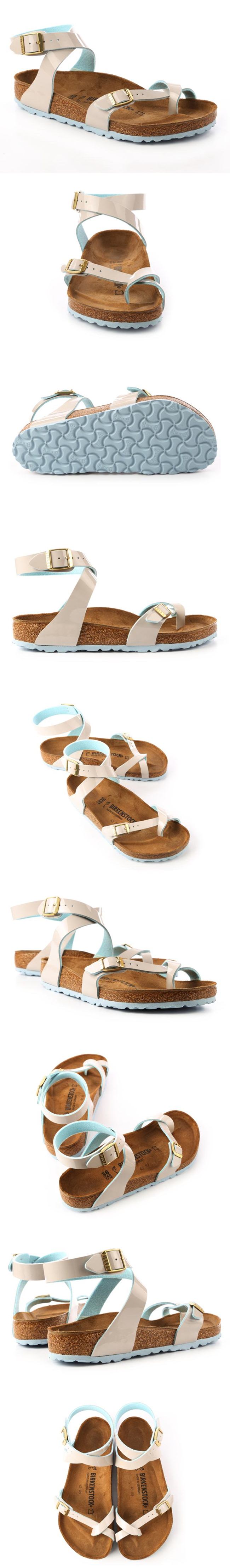 勃肯BIRKENSTOCK 1008509。YARA 夾腳繫踝拖鞋(亮面淺灰)