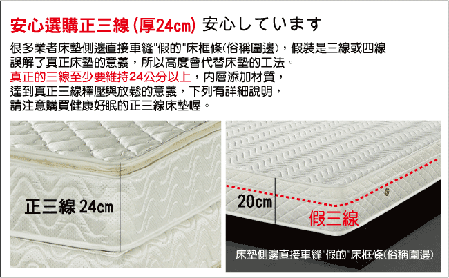 Ally愛麗 正三線3M防潑水蜂巢獨立筒床墊-雙人加大6尺