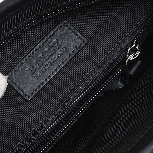 BALLY CURRIOS 高質感皮革滾邊尼龍帆布斜背包(黑)