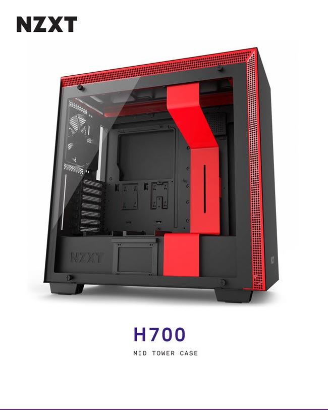 NZXT恩傑 H700 MID-TOWER CASE 電腦機殼/鋼化側透玻璃-黑紅