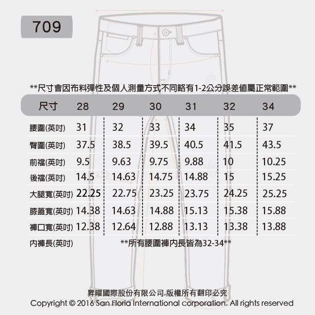 Lee 709低腰合身小直筒牛仔褲/RG-淺藍色