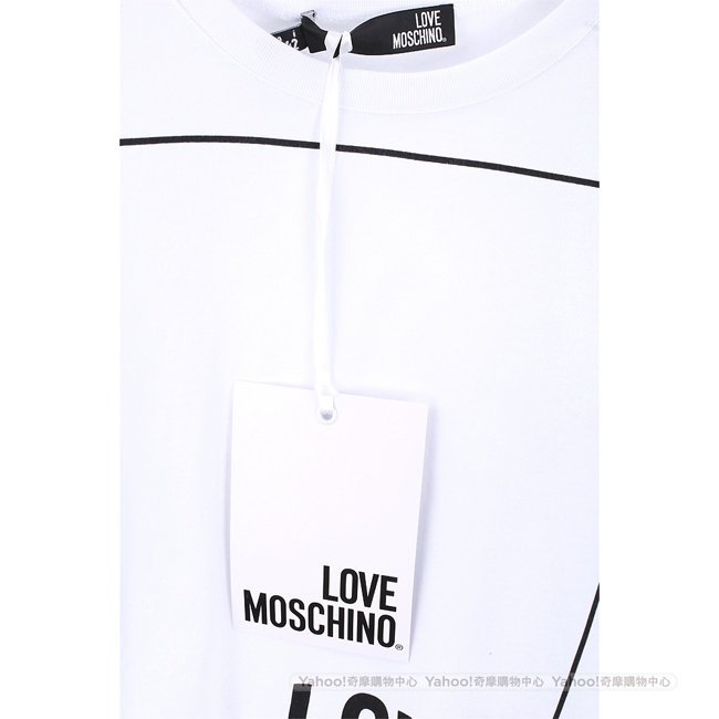 LOVE MOSCHINO 方框字母白色寬版棉質T恤