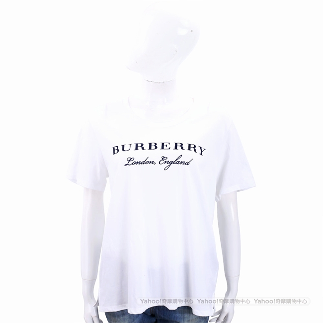 BURBERRY 印花字母白色棉質T恤(中性款/XL號)