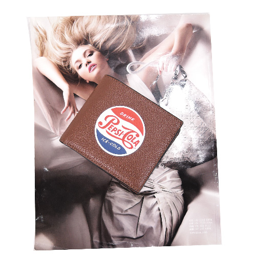 COACH 百事可樂徽章荔枝皮男短夾(另附證件夾)(咖啡)