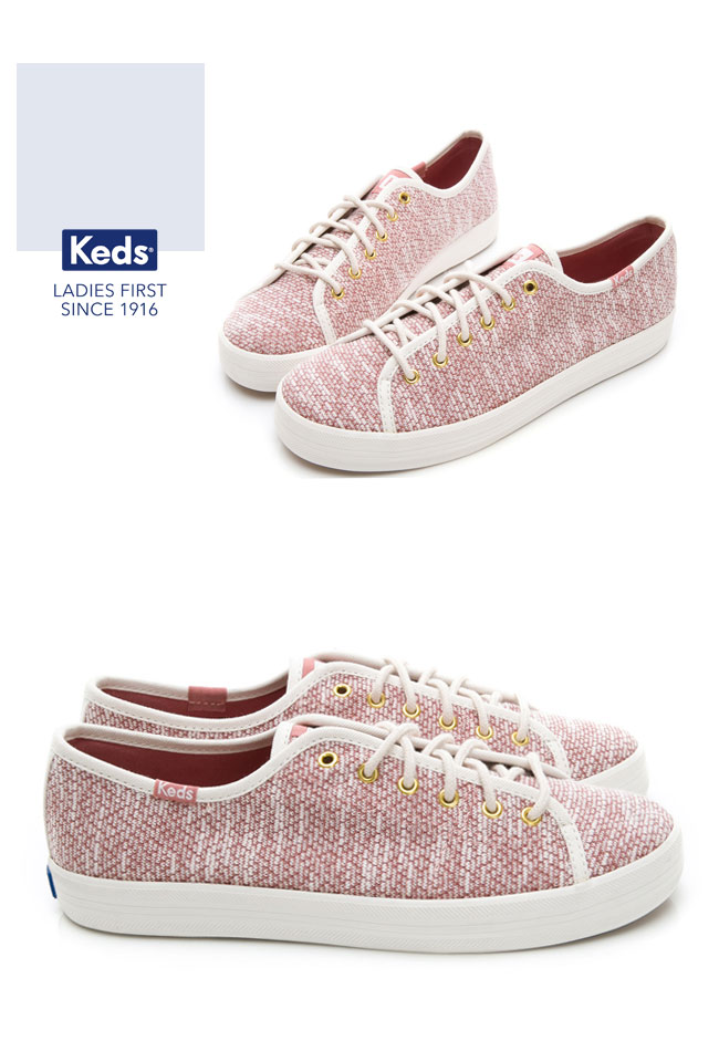 Keds KICKSTART 毛圈線紗綁帶休閒鞋-紅色