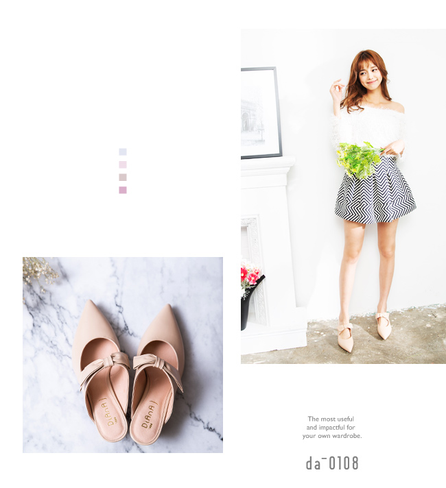 DIANA 都會甜心-柔軟羊皮尖頭穆勒跟鞋-裸