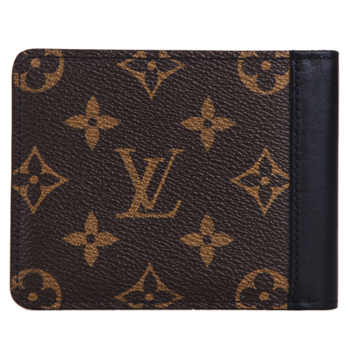LV M93801 經典Monogram花紋牛皮鑲間短夾