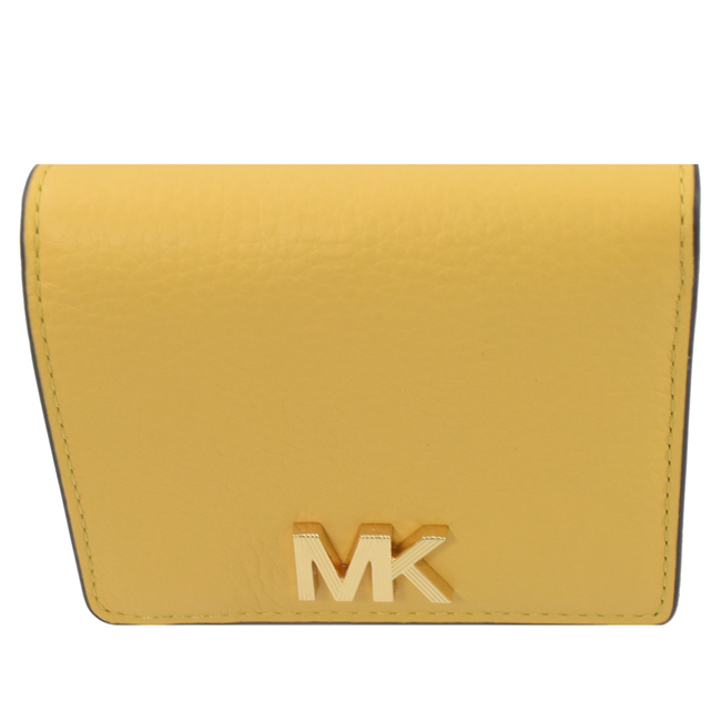 MICHAEL KORS MONTGOMERY大金屬MK字釦式零錢短夾(黃)