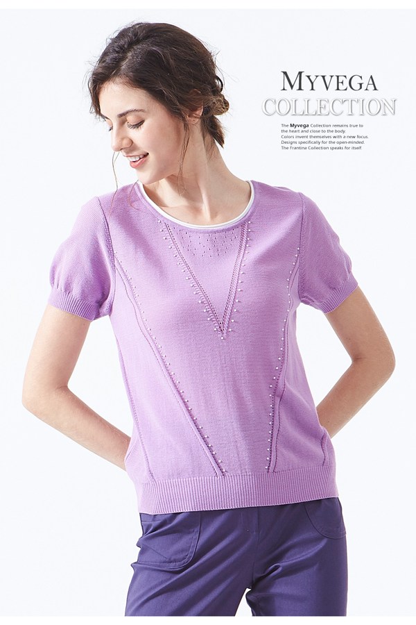 【麥雪爾】織紋變化修身針織衫-紫