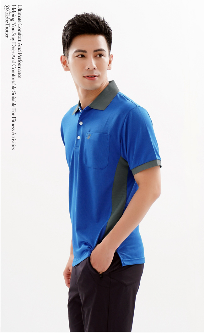 【遊遍天下】MIT台灣製男款抗UV吸濕排汗機能POLO衫S138藍色