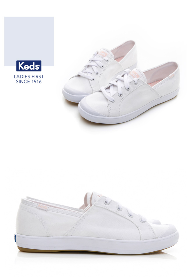 Keds SANDY 復古綁帶休閒鞋-白