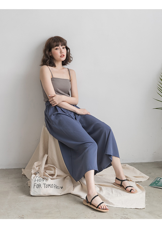 D AF 簡單美學．一字細帶套指平底涼鞋＊黑