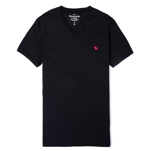 麋鹿 AF A&F 經典電繡麋鹿標誌素面短袖T恤-黑色