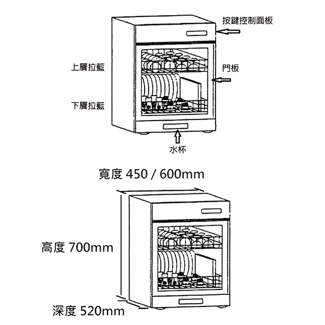 愛菲爾eiffel豪華雙門落地烘碗機45