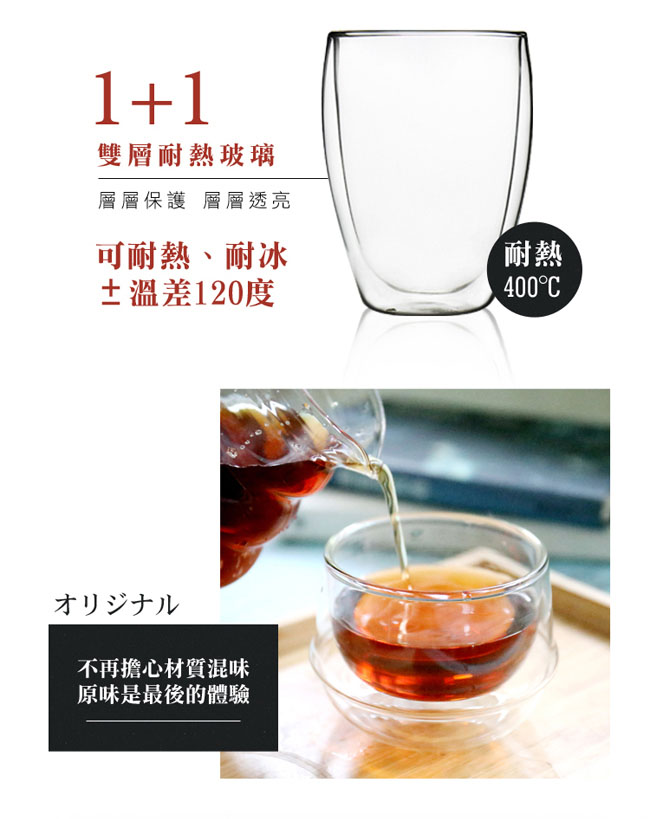 FUSHIMA富島 經典系列雙層耐熱玻璃杯460ML(把手)*2入