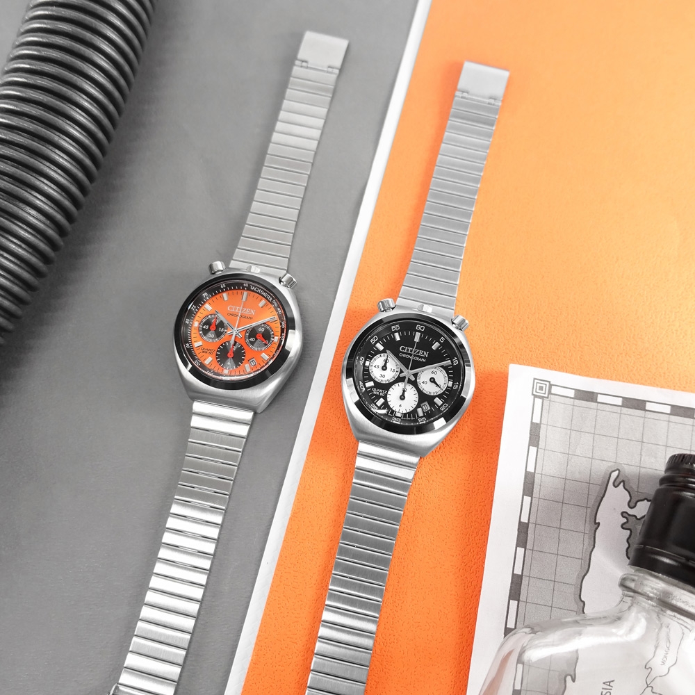 CITIZEN 星辰表 / AN3660-81X / 三眼計時 牛頭錶 日期 日本機芯 不鏽鋼手錶-黑橘色/38mm | 其他男錶 |  Yahoo奇摩購物中心
