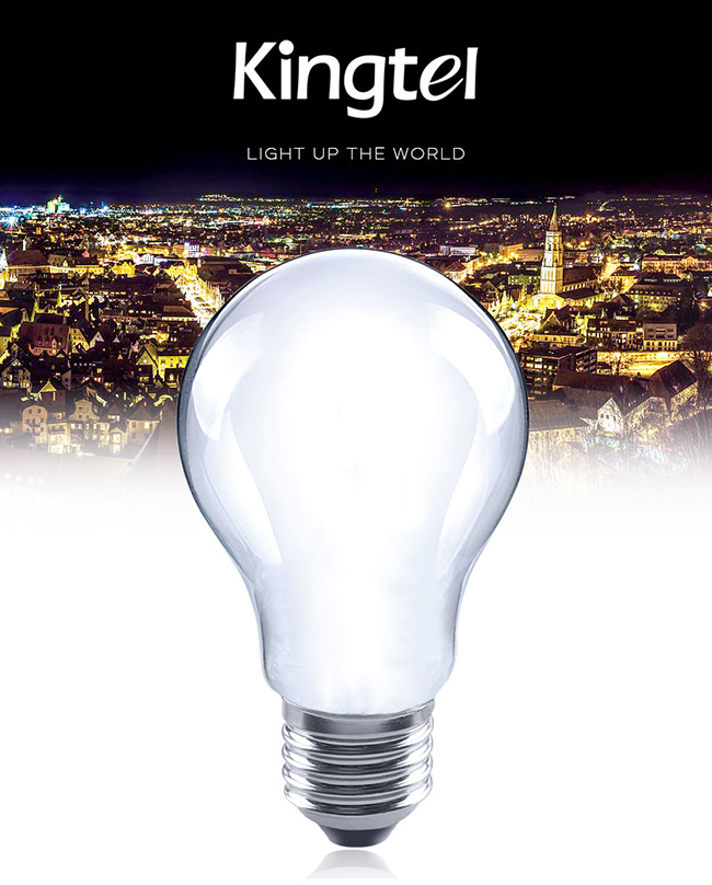 【KINGTEL】LED經典燈絲球泡燈6W-白光-霧面-24入