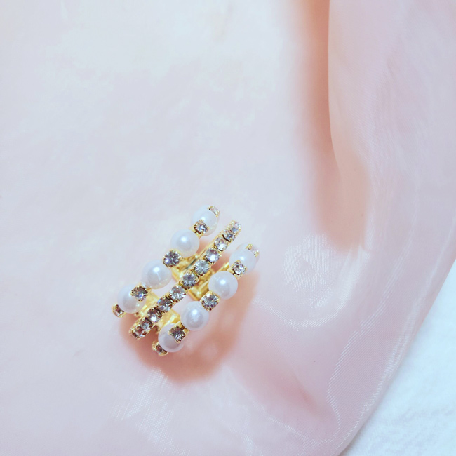 梨花HaNA 韓國璀璨代表珍珠多層金緻開口寬戒指