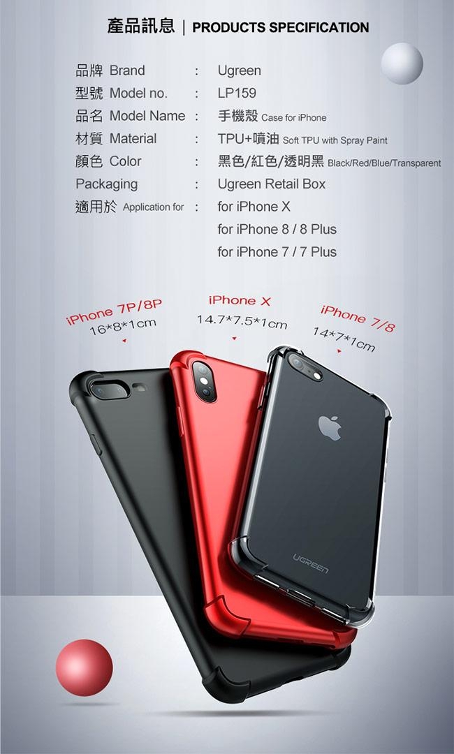 綠聯 iPhone 7/iPhone 8耐衝擊氣囊保護殼 透明黑