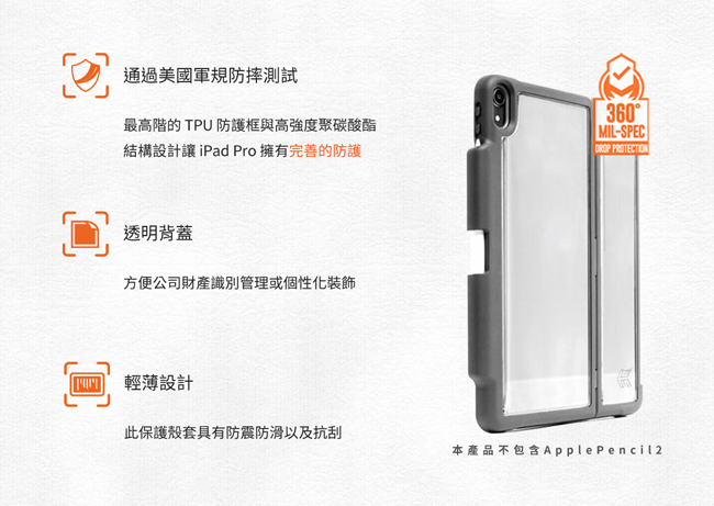 澳洲STM Dux Shell for Folio iPad Pro 11吋軍規防摔殼-黑