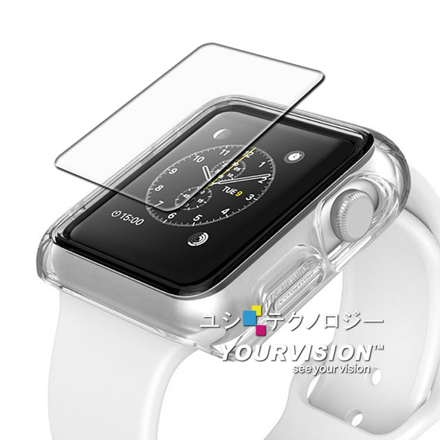 Apple Watch series 4 專用清透水感保護套+鋼化玻璃膜